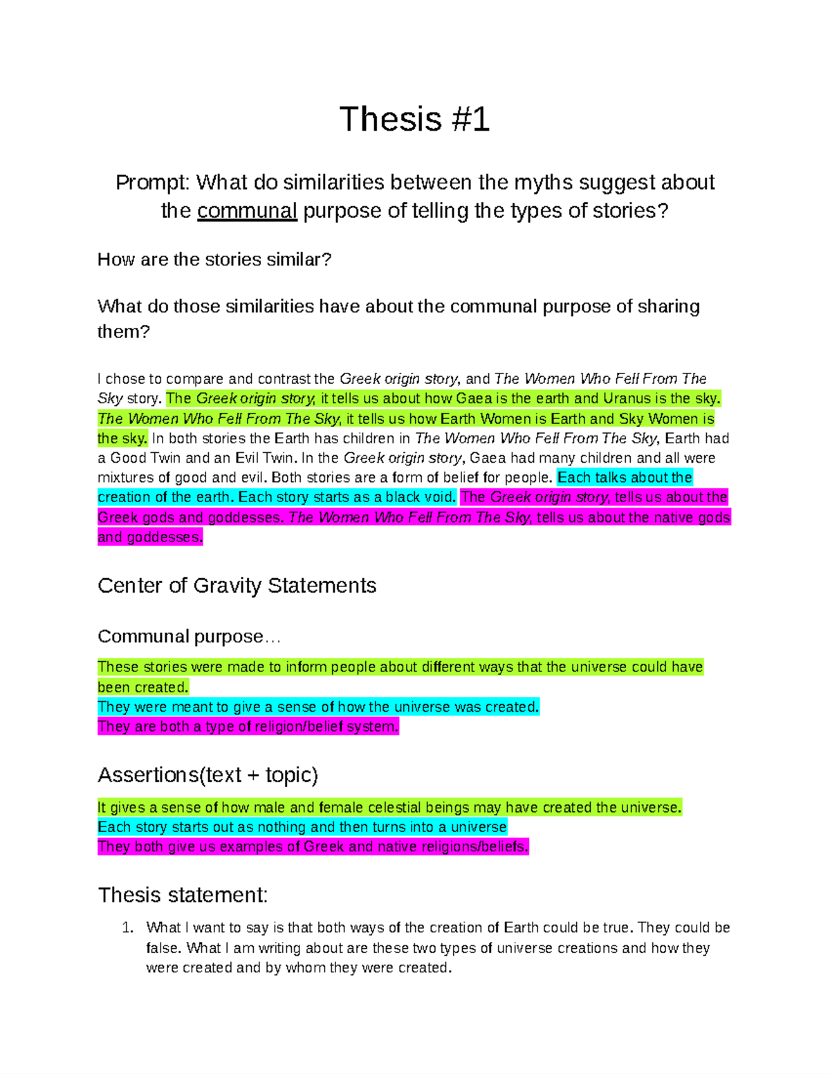 Thesis #1 - Google Docs - Thesis Prompt: What do similarities between ...