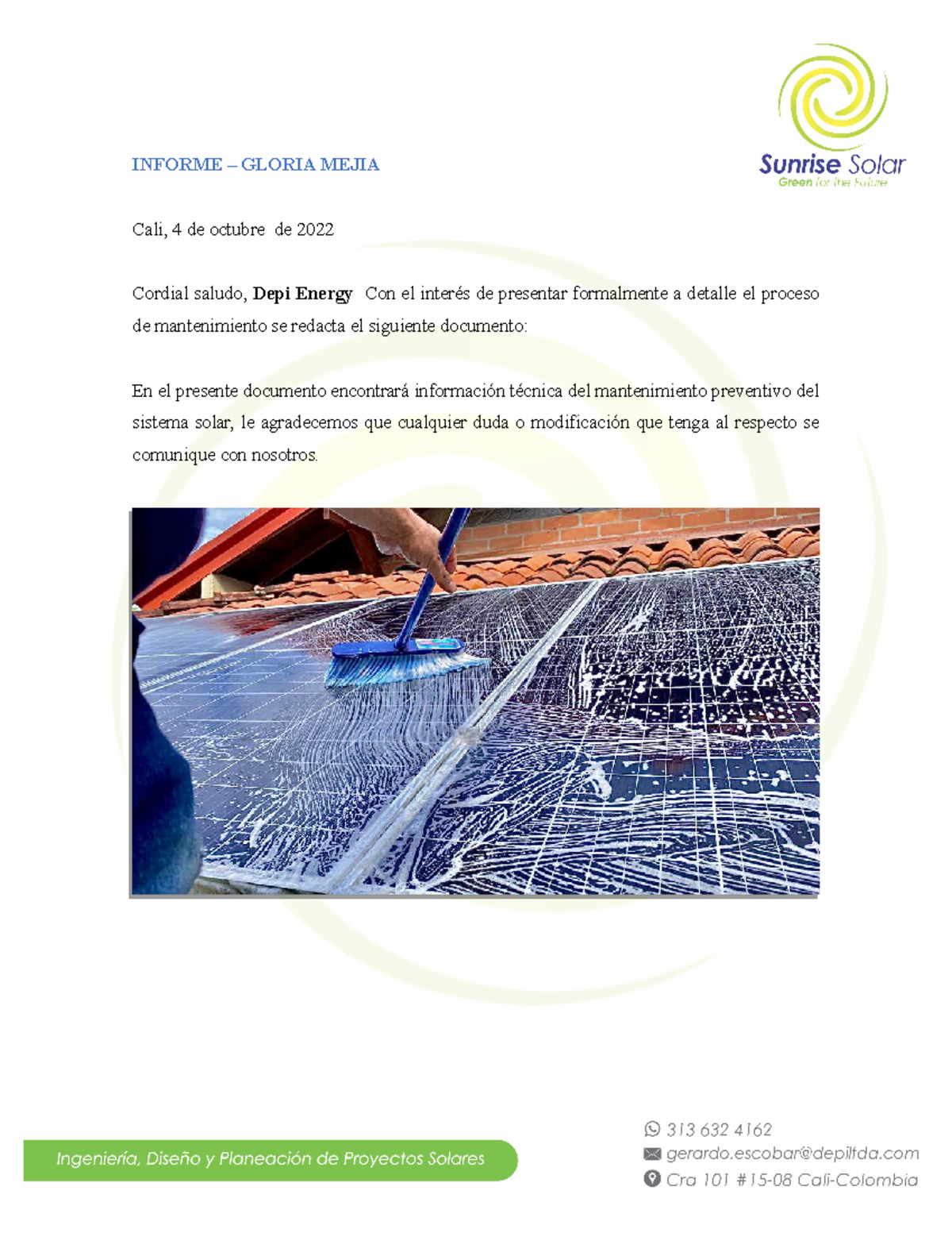 Informe Gloria Mejia INFORME GLORIA MEJIA Cali, 4 de octubre de