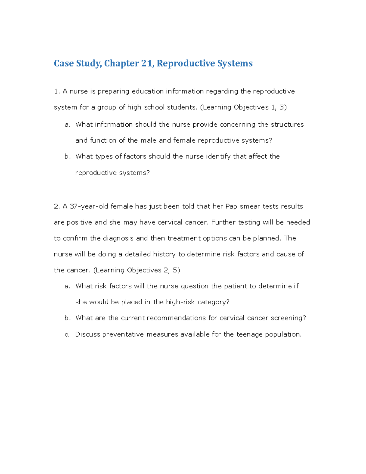 case study based questions on reproductive health class 12