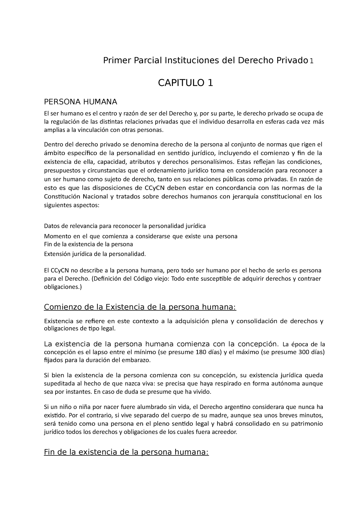 Resumen 1er Parcial Cura - Primer Parcial Instituciones Del Derecho ...