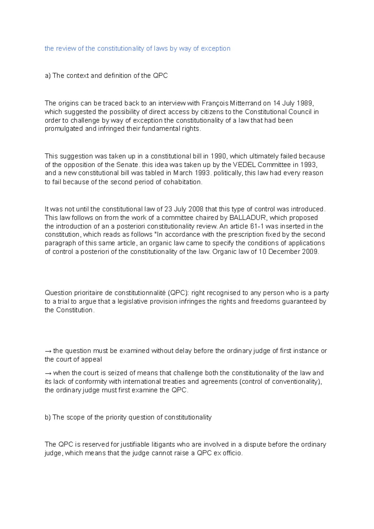 The review of the constitutionality of laws by way of exception 4 ...