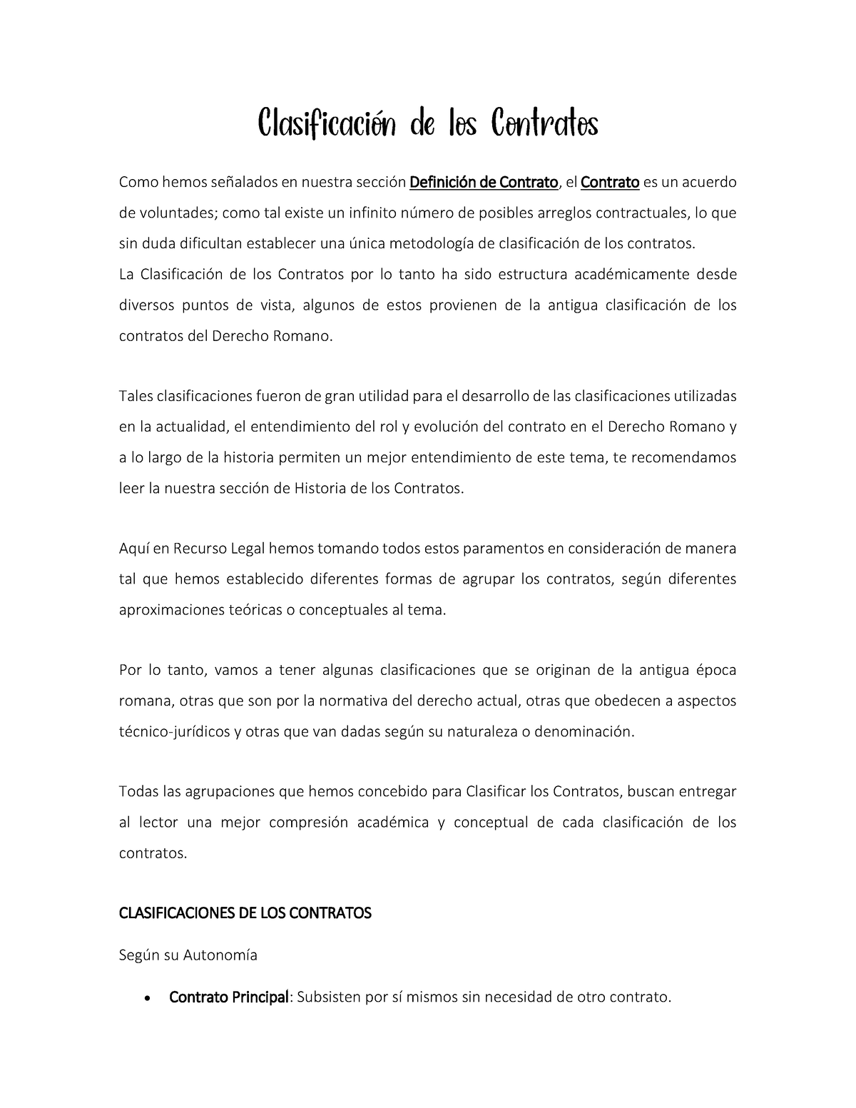 Clasificación De Los Contratos - La ClasificaciÛn De Los Contratos Por ...