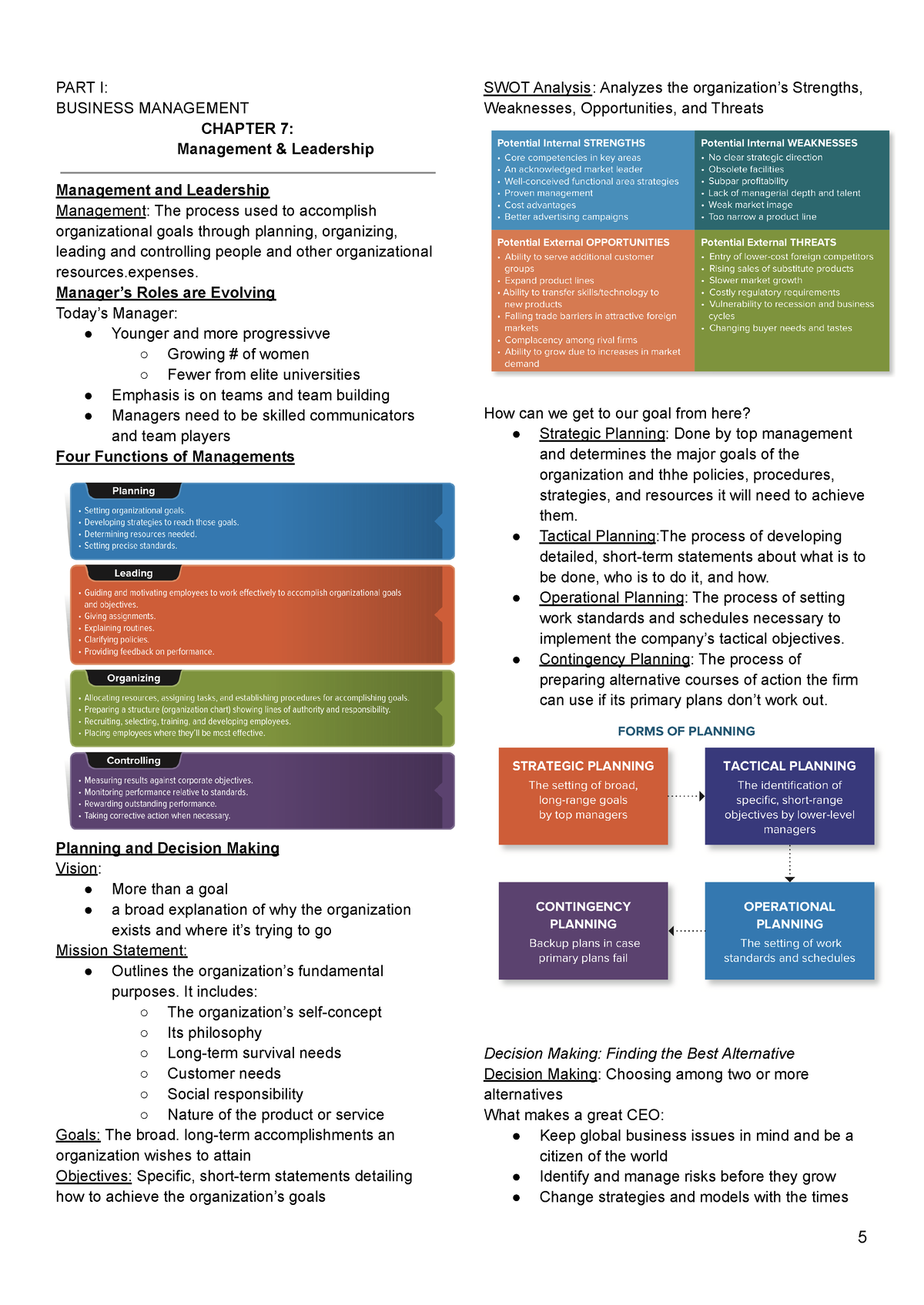 MSB200 Final Summary - Understanding Business - PART I: BUSINESS ...