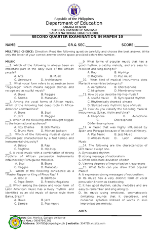 LP mapeh - lesson plan - Republic of the Philippines Department of ...