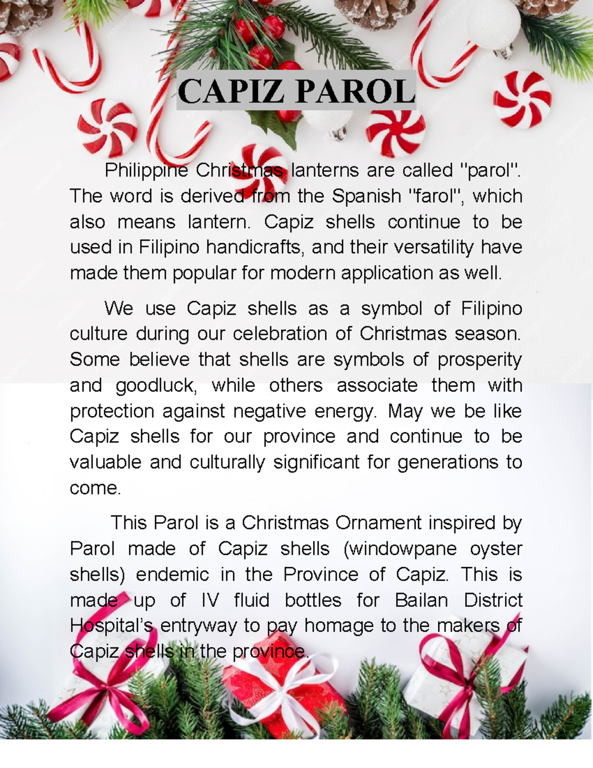 A parol IS A Christmas ornament made with Capiz shells - CAPIZ PAROL ...