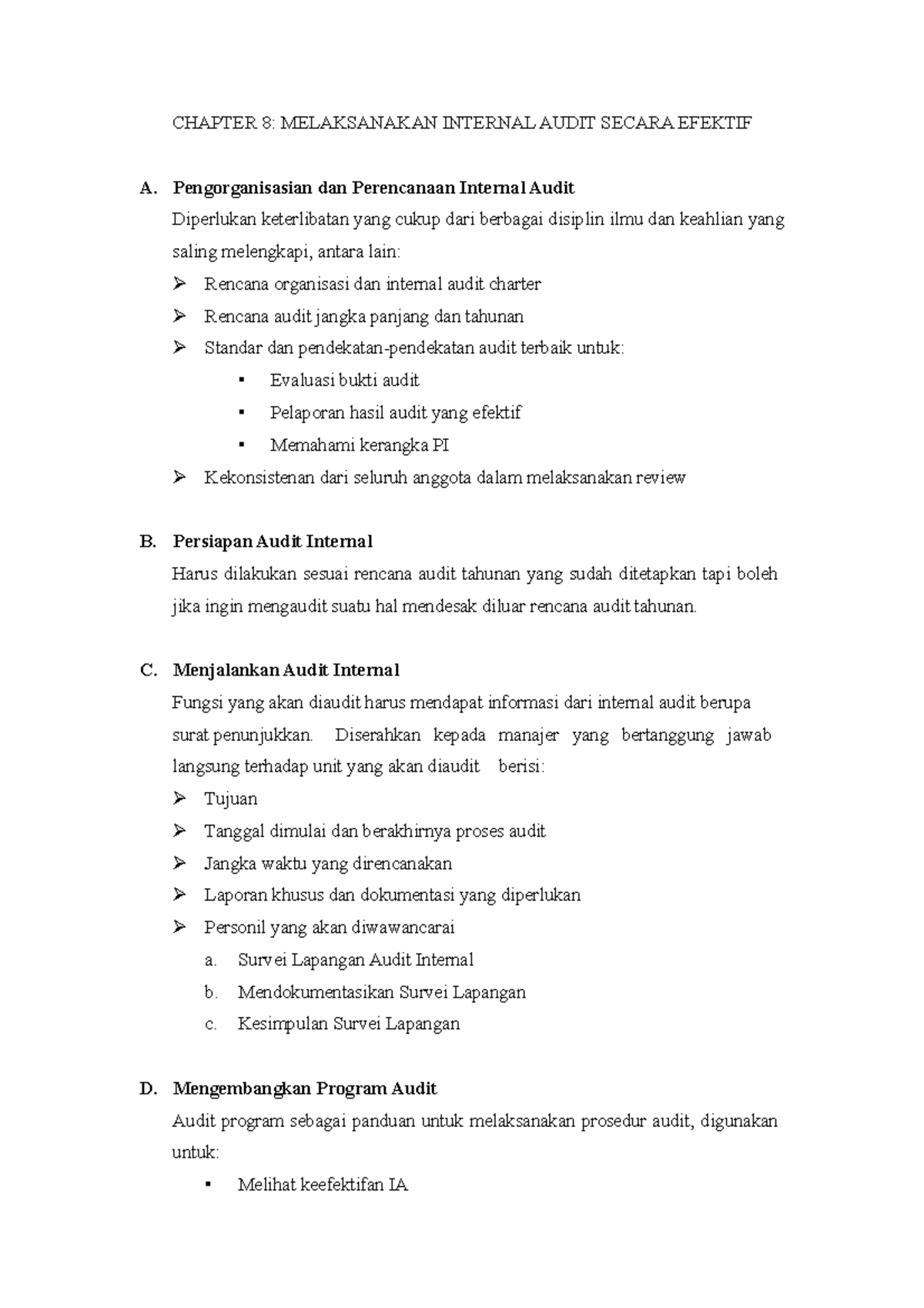 Chapter 8 - MELAKSANAKAN INTERNAL AUDIT SECARA EFEKTIF - CHAPTER 8 ...