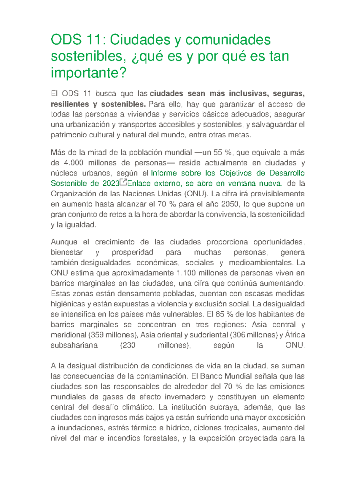 ODS 11 - TRABAJO - ODS 11: Ciudades y comunidades sostenibles, ¿qué es ...