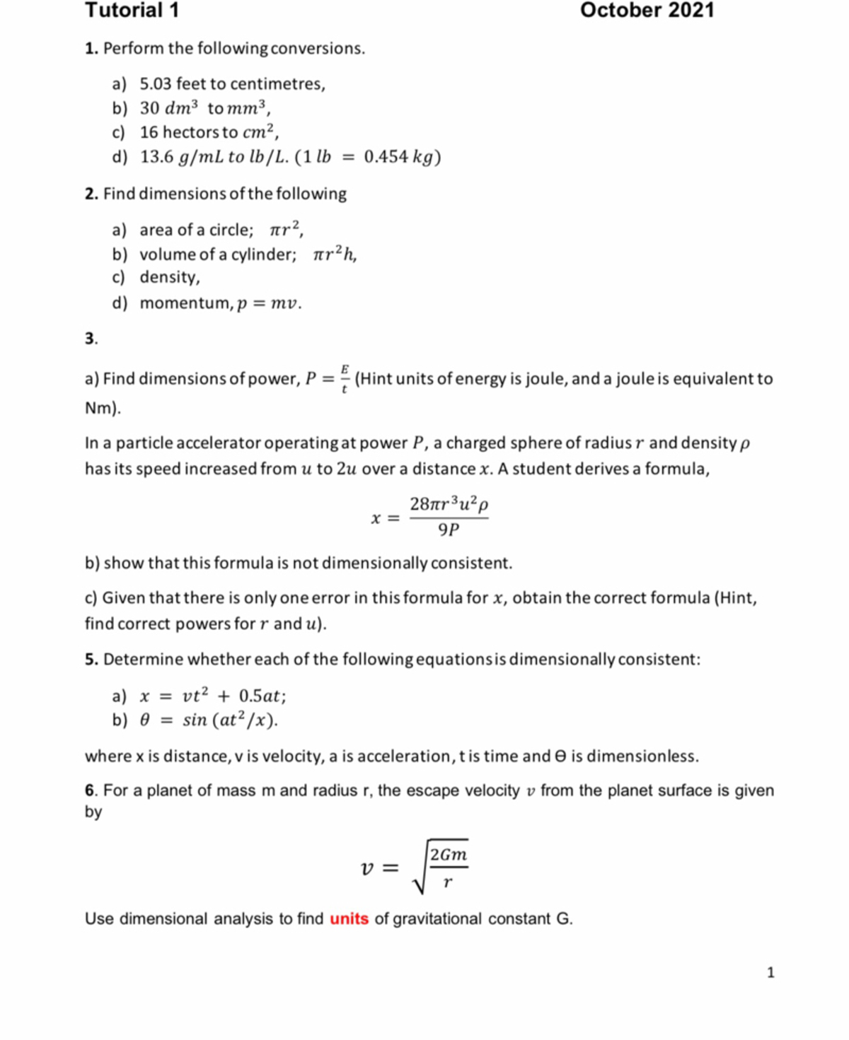 Units and Dimensions analysis tutorial - Geometrical Optics and ...