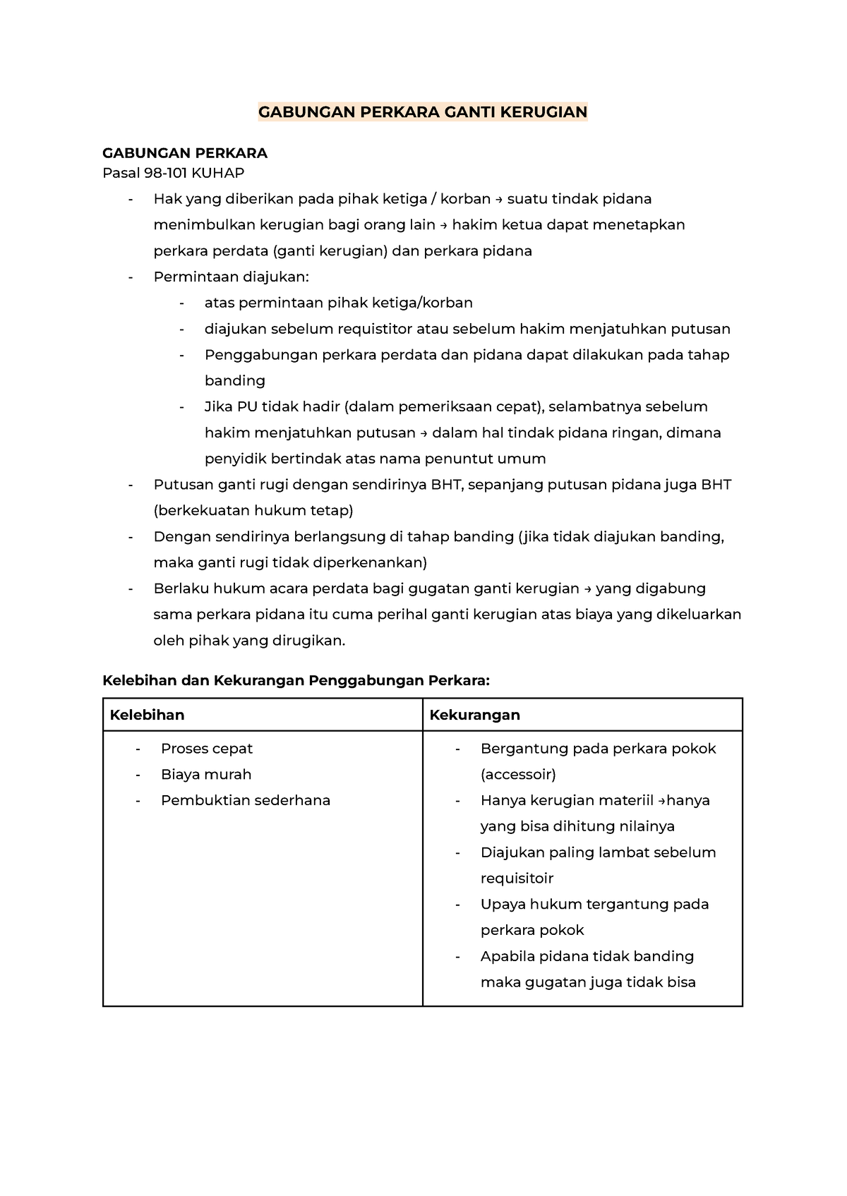 Hukum Acara Pidana - Gabungan Perkara Dan Ganti Kerugian - GABUNGAN ...