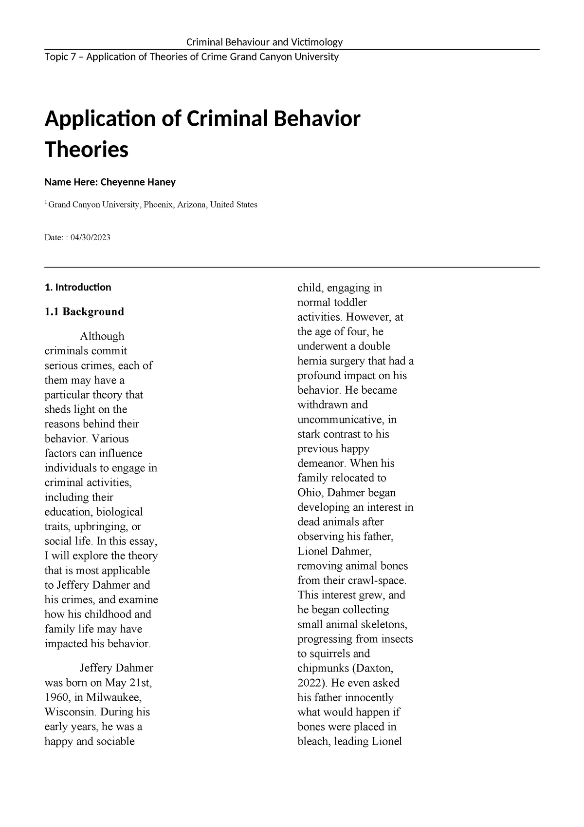 criminal behavior theory essays