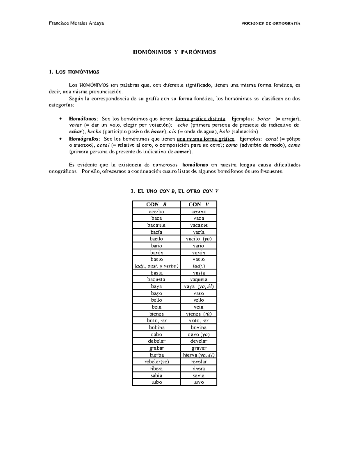 23537 - terminologia - HOMÓNIMOS Y PARÓNIMOS 1. LOS HOMÓNIMOS Los ...