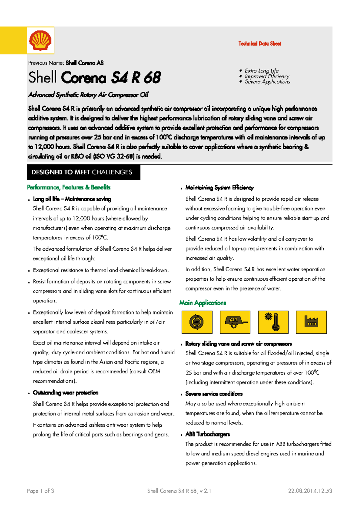 Shell Corena S4 R 68 tds - huong dan su dung nhot r68 - Technical Data ...