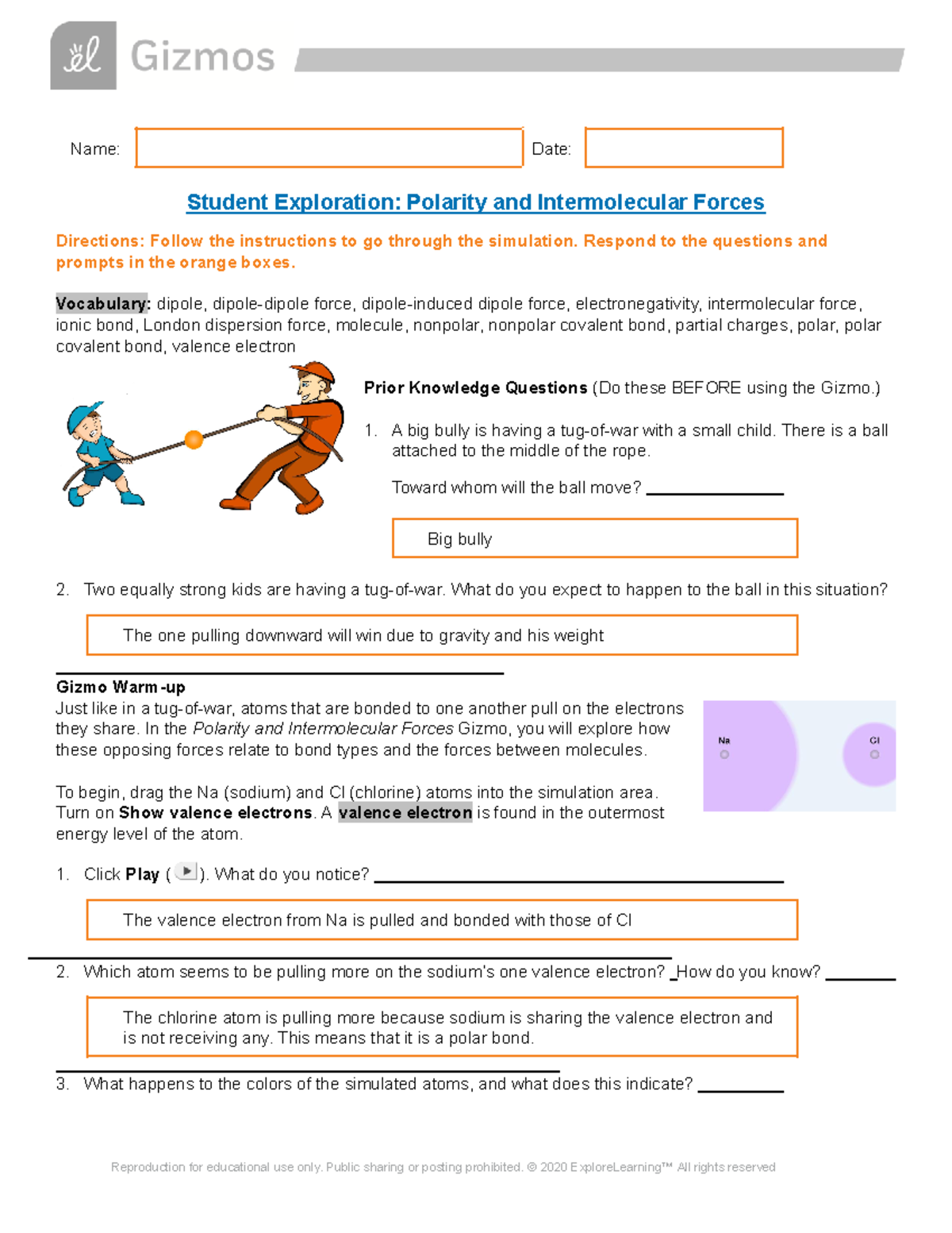Lab 1 Intermolecular Forces SE - Name: Date: Student Exploration ...