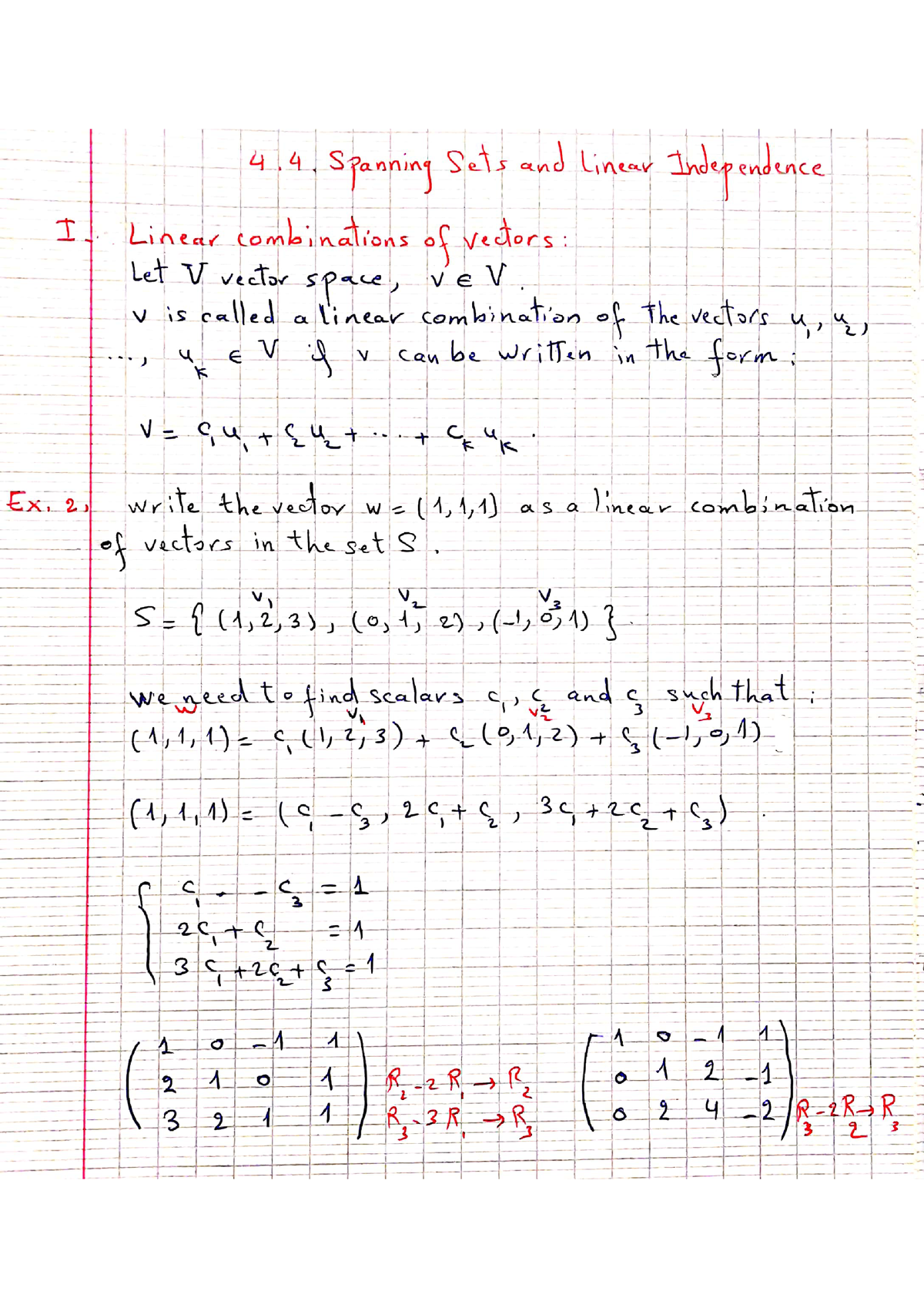 4.4. Spanning Sets And Linear Independence - Algebra I - Studocu