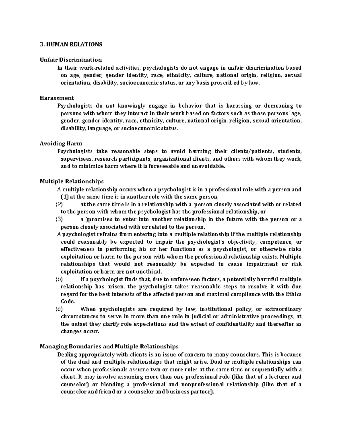 Topic 5 - Human Relations IN Therapy - 3. HUMAN RELATIONS Unfair ...
