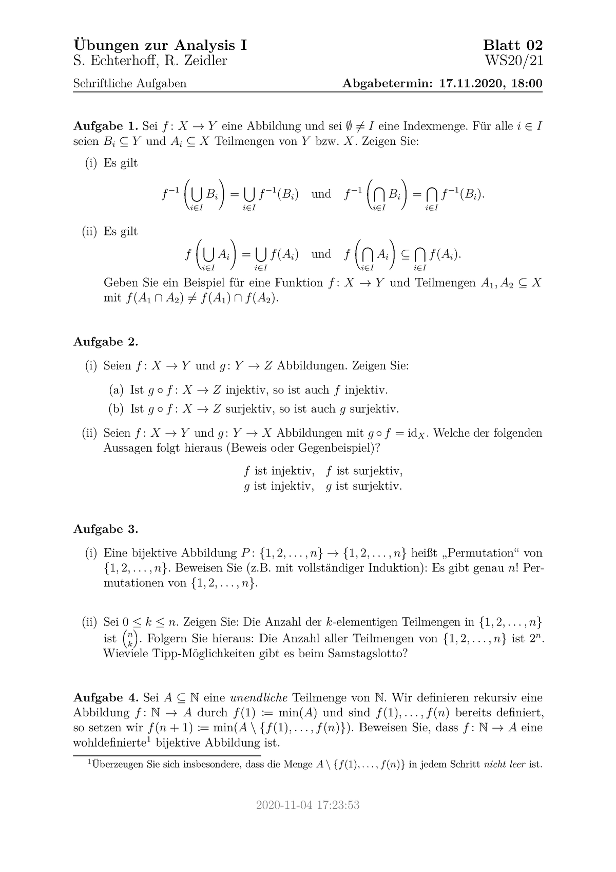 Übung Zur Analysis 1 By S. Echterhoff, R. Zeidler - Übungen Zur ...