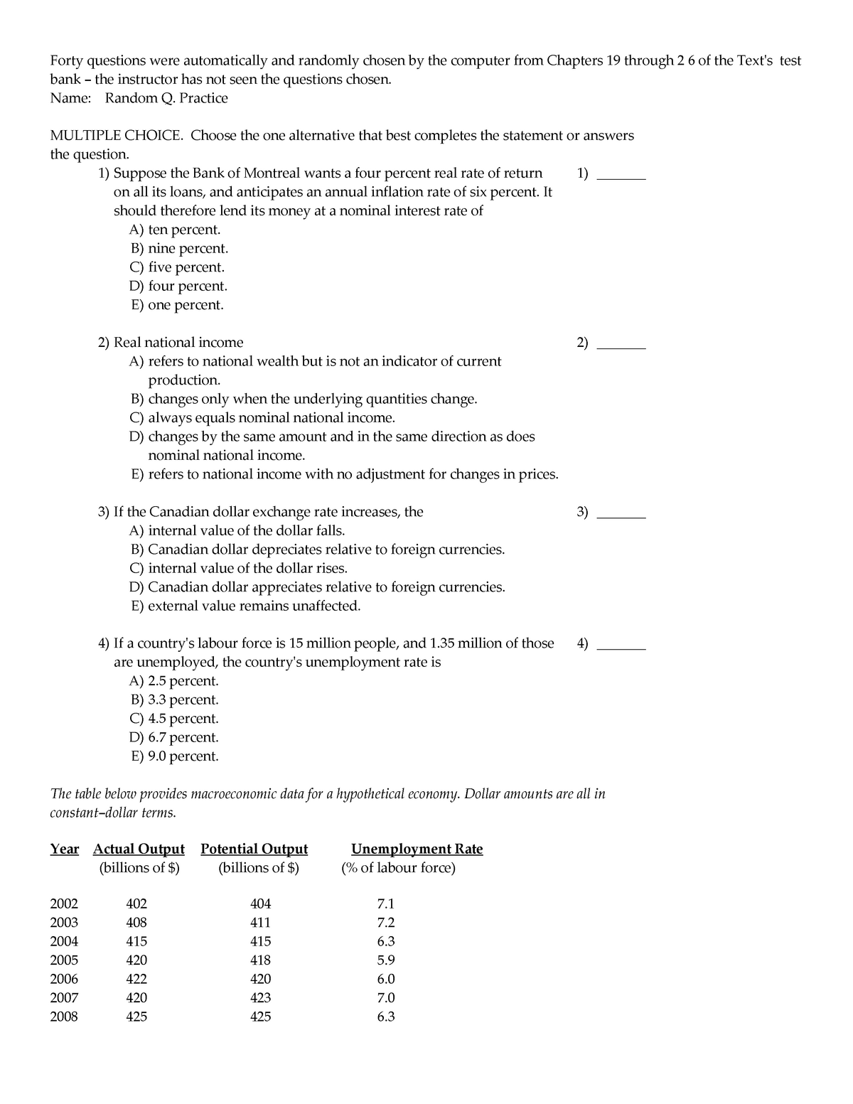 Sample/practice exam, questions and answers - - Studocu