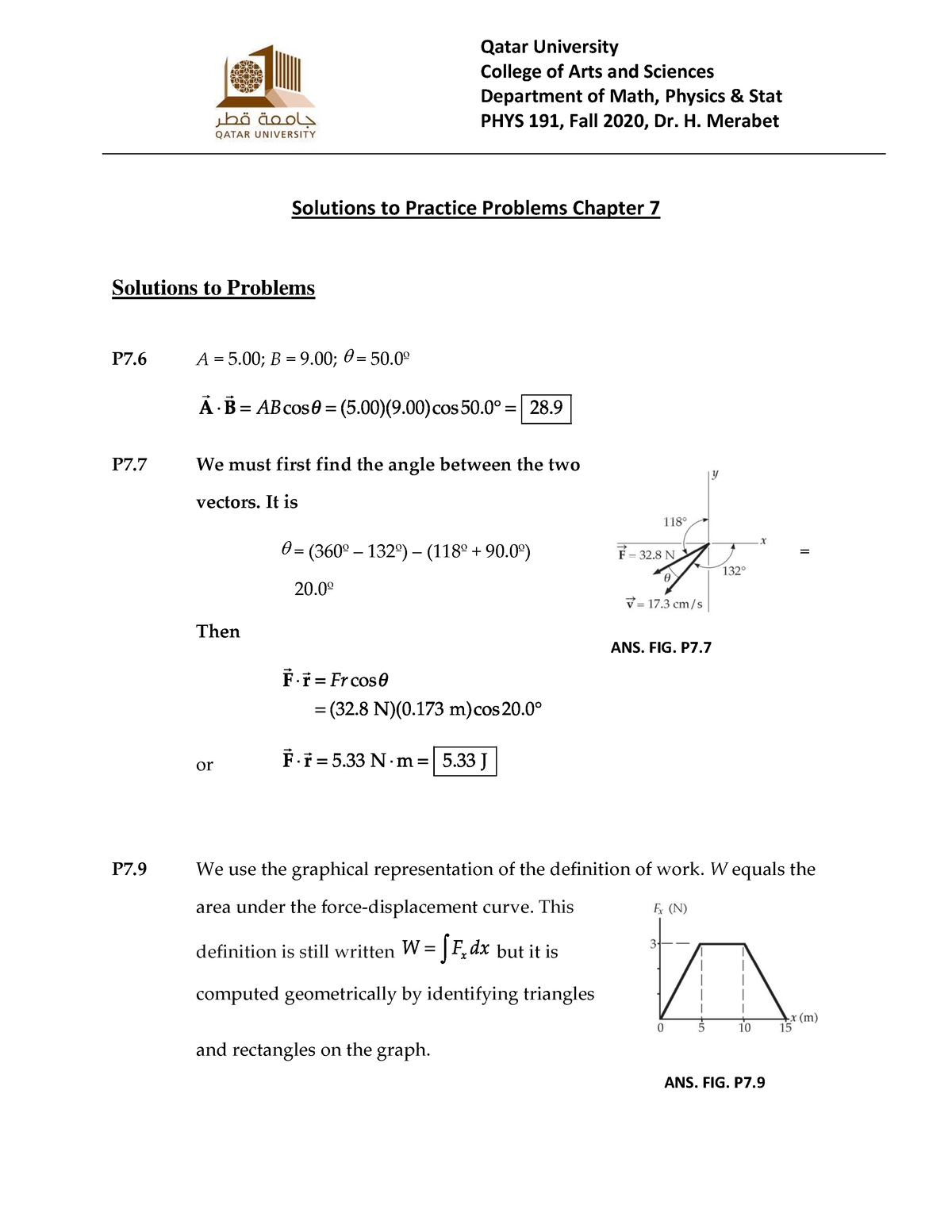 Practice Problems Chapter 7 - ANS. FIG. P7. Solutions To Practice ...