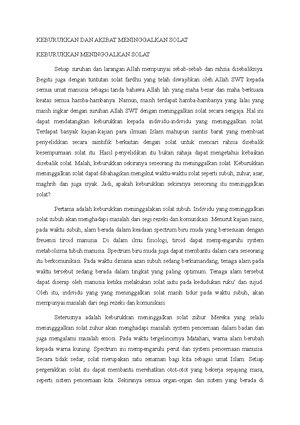 Keburukkan Dan Akibat Meninggalkan Solat Science And Technology In Studocu