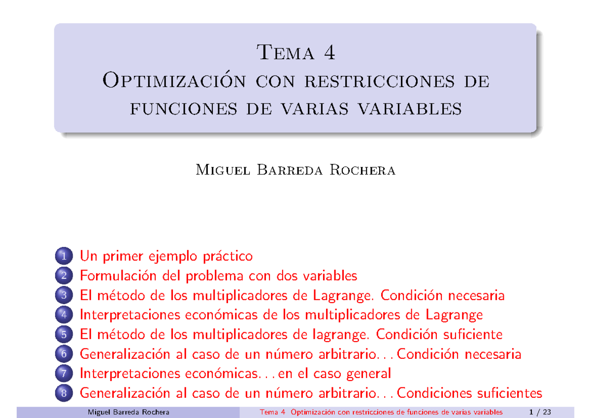 Tema4 Matematicas II - Apuntes - Tema 4 Optimizaci ́ On Con ...