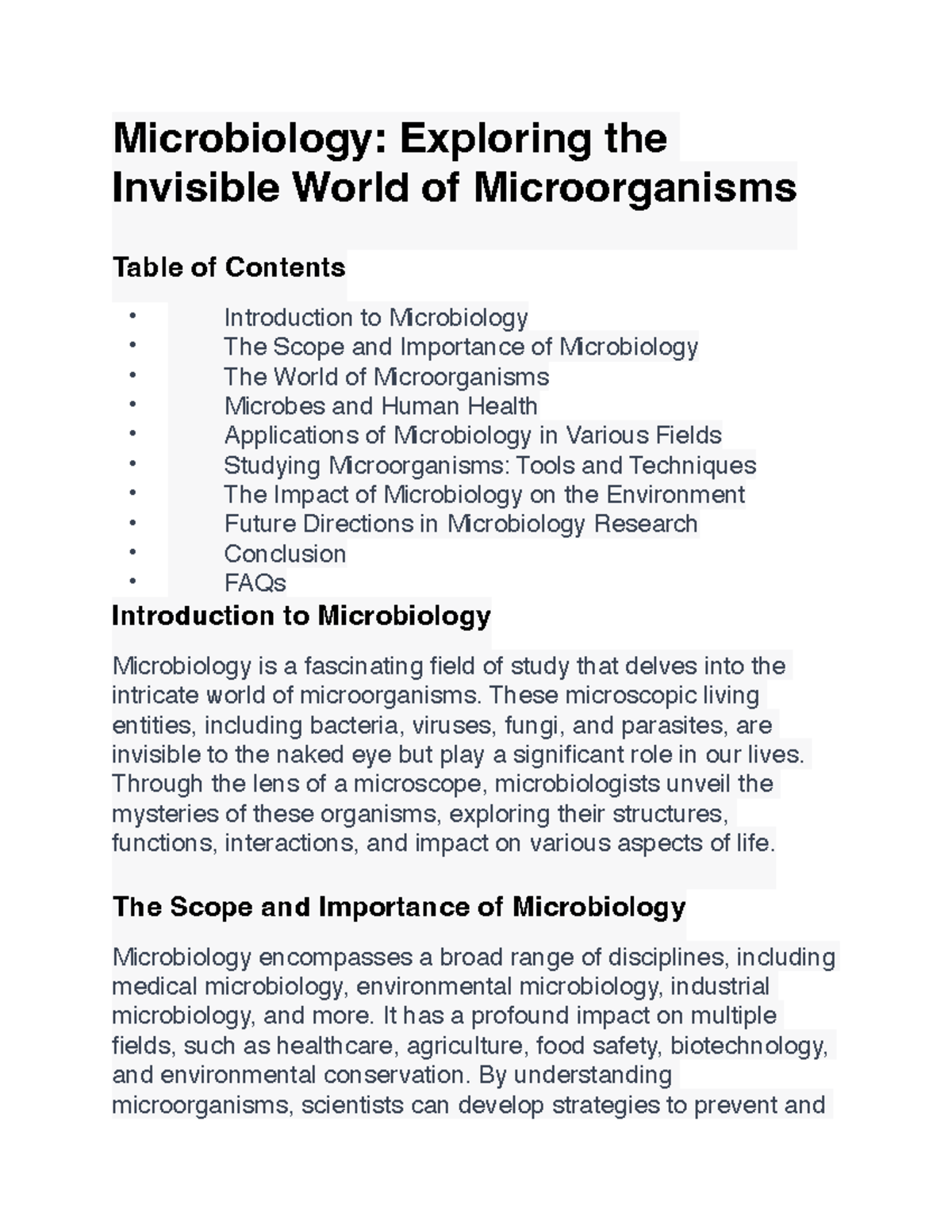 Microbiology Summary - Microbiology: Exploring The Invisible World Of ...