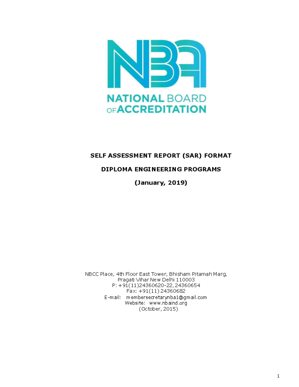 Diploma sar final v1 - abc - SELF ASSESSMENT REPORT (SAR) FORMAT ...