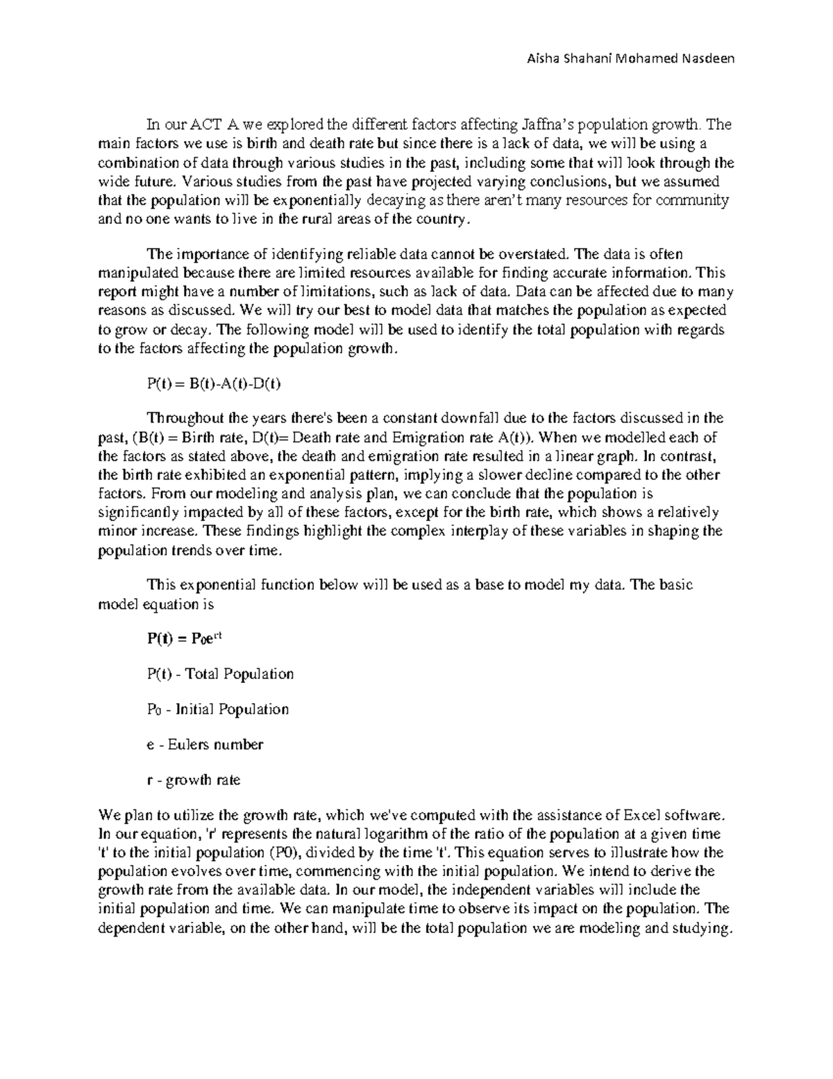 ACT B - JUST A ROUGH DRAFT FOR MY ACT B - In our ACT A we explored the ...