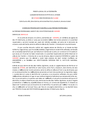 MODELO Auto Admisorio - JUICIO DE AMPARO INDIRECTO Expediente Número ...