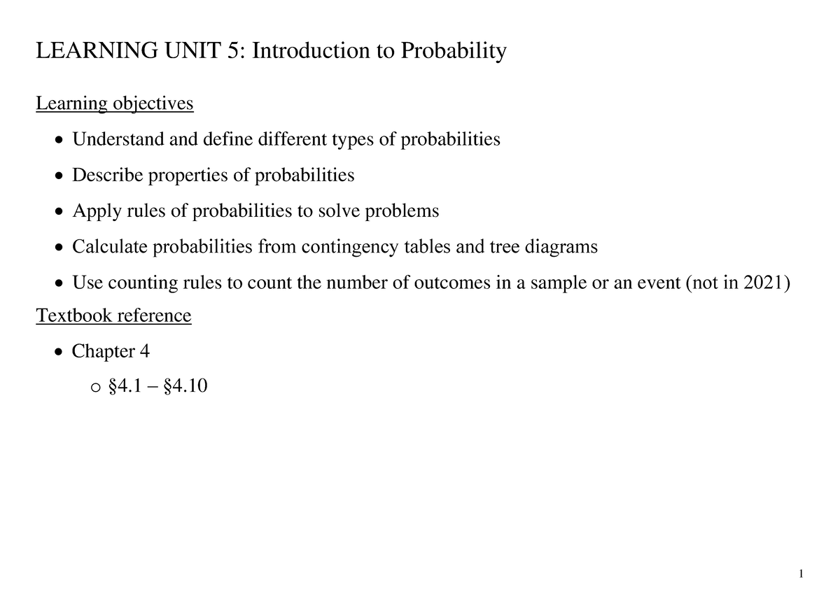 LU5 Lecture Notes Annotated - LEARNING UNIT 5: Introduction to ...