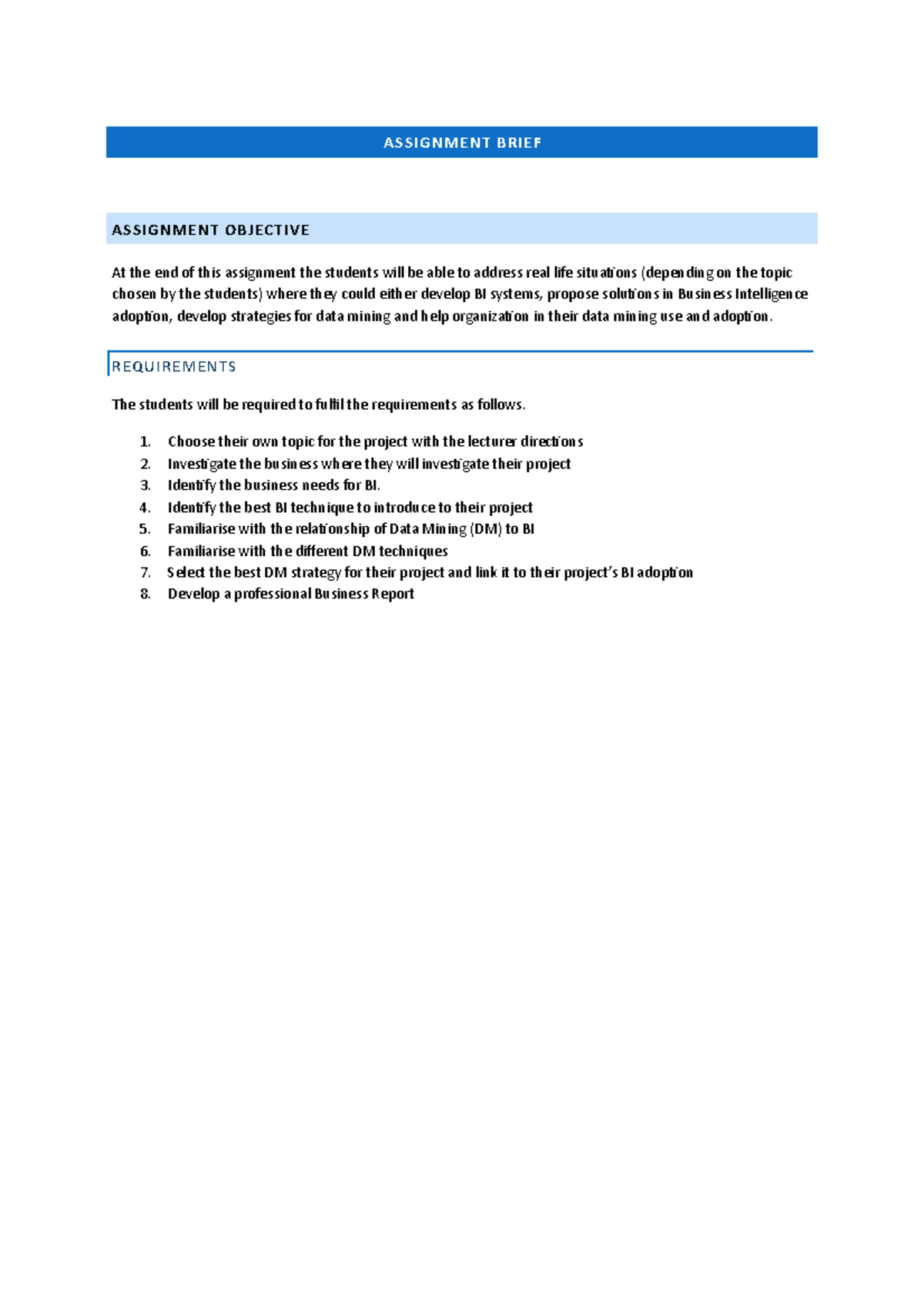 5957368 713459123 8381653484563 - ASSIGNMENT BRIEF ASSIGNMENT OBJECTIVE ...