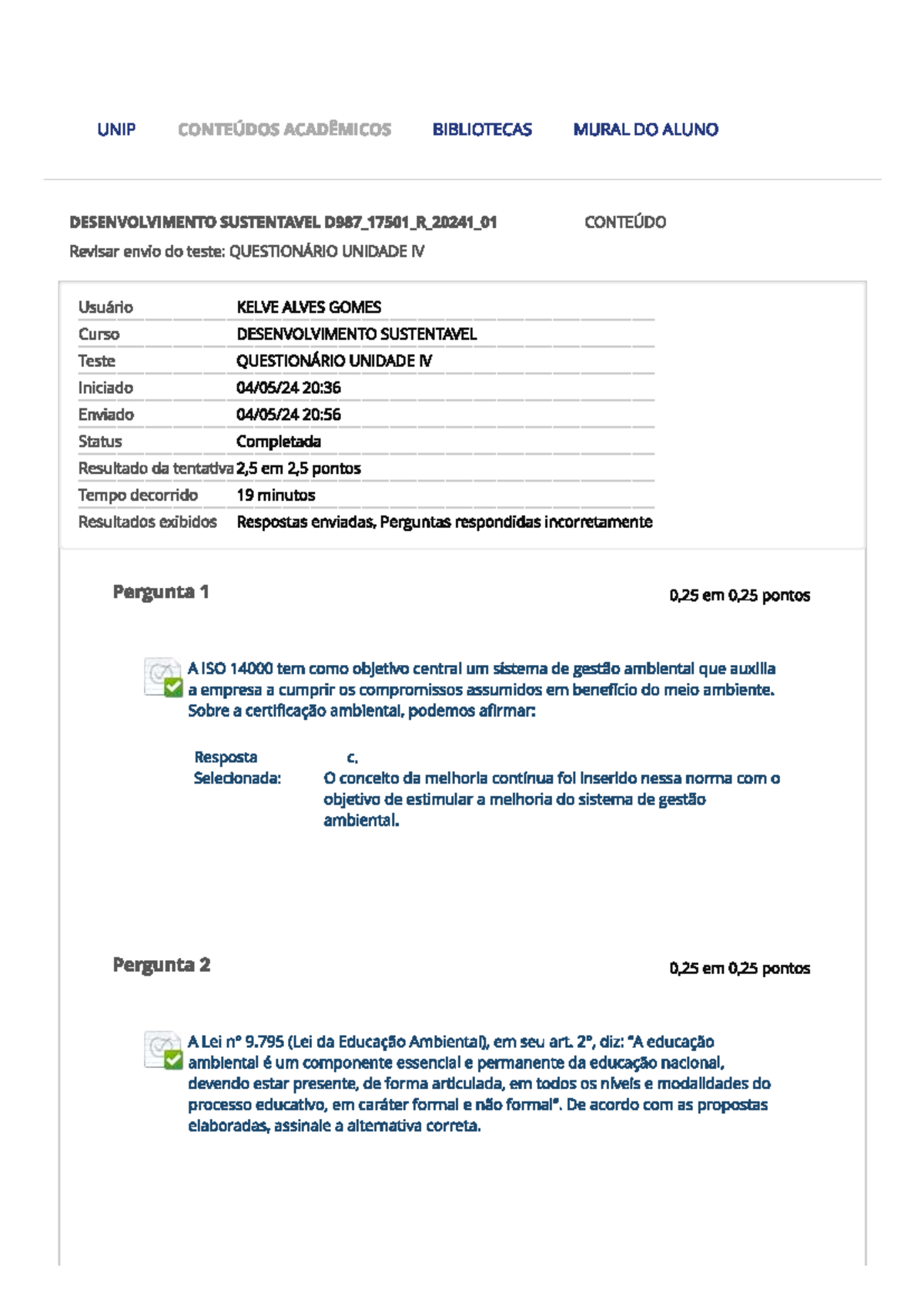 DESENVOLVIMENTO SUSTENTÁVEL QUESTIONÁRIO UNIDADE IV - Desenvolvimento ...