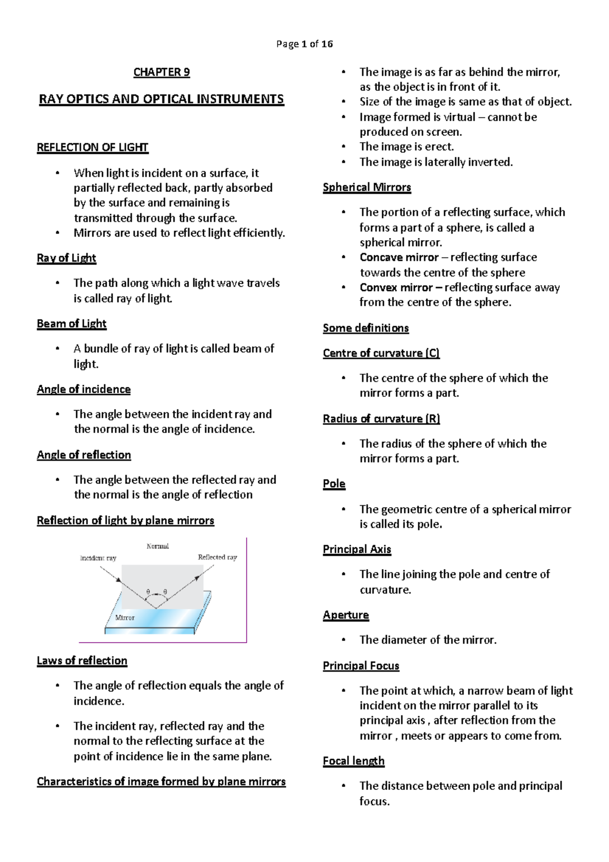 Ch-09-ray-optics - assignment - CHAPTER 9 RAY OPTICS AND OPTICAL ...