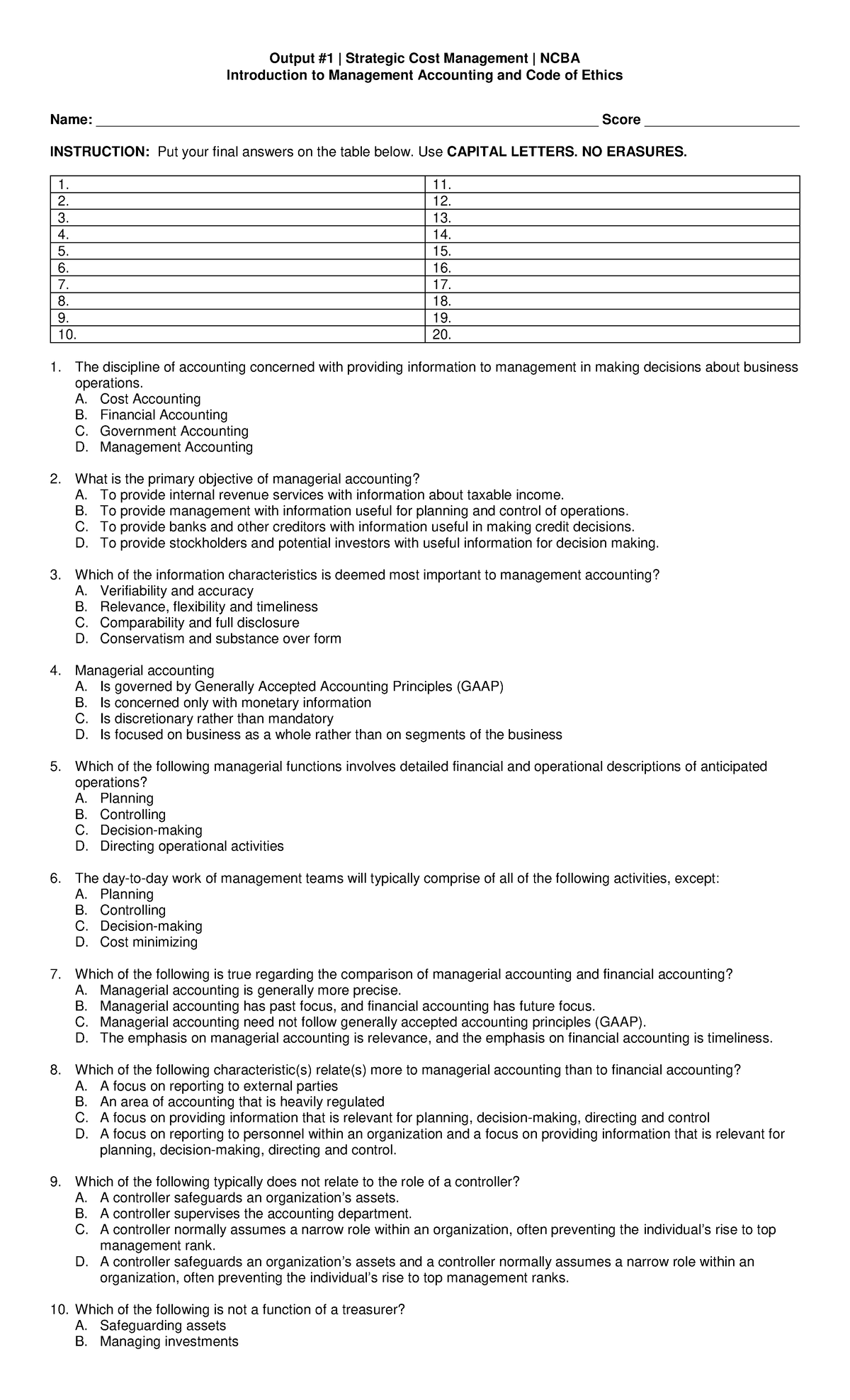 Cost Concepts Bachelor of Science in Management Accounting (BSMA ...