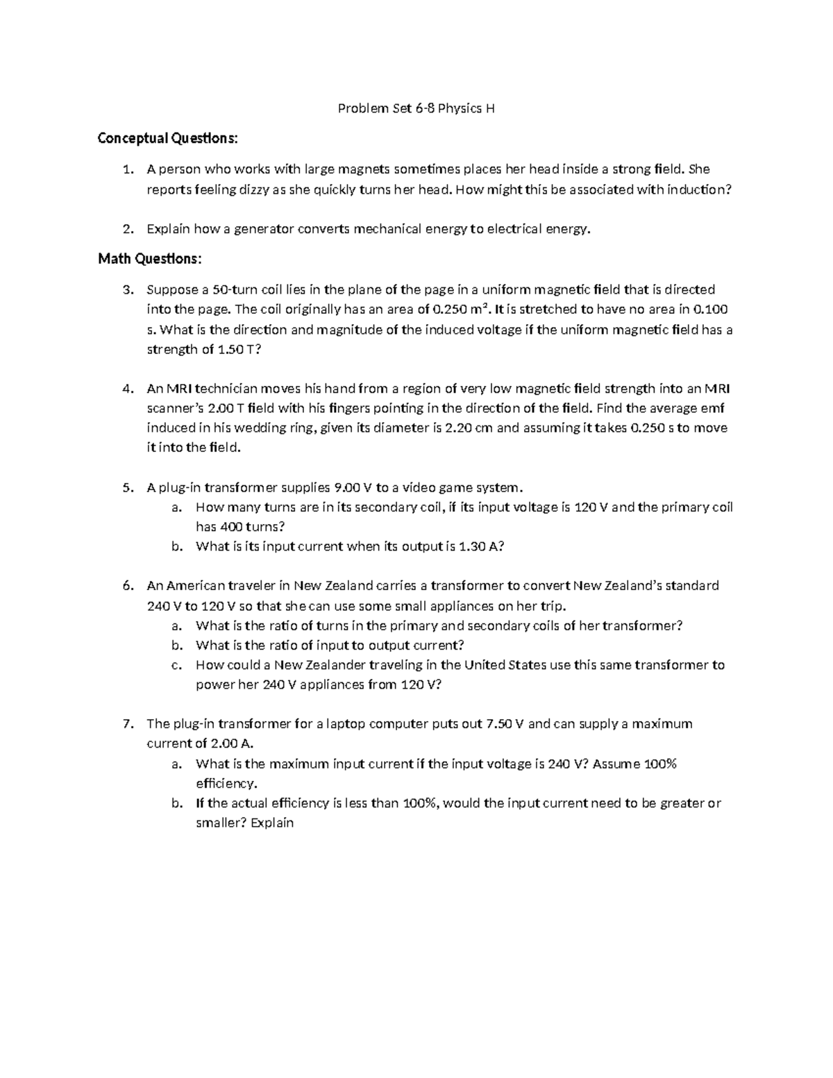 Problem+Set+6-8 - aaa - Problem Set 6-8 Physics H Conceptual Questions ...