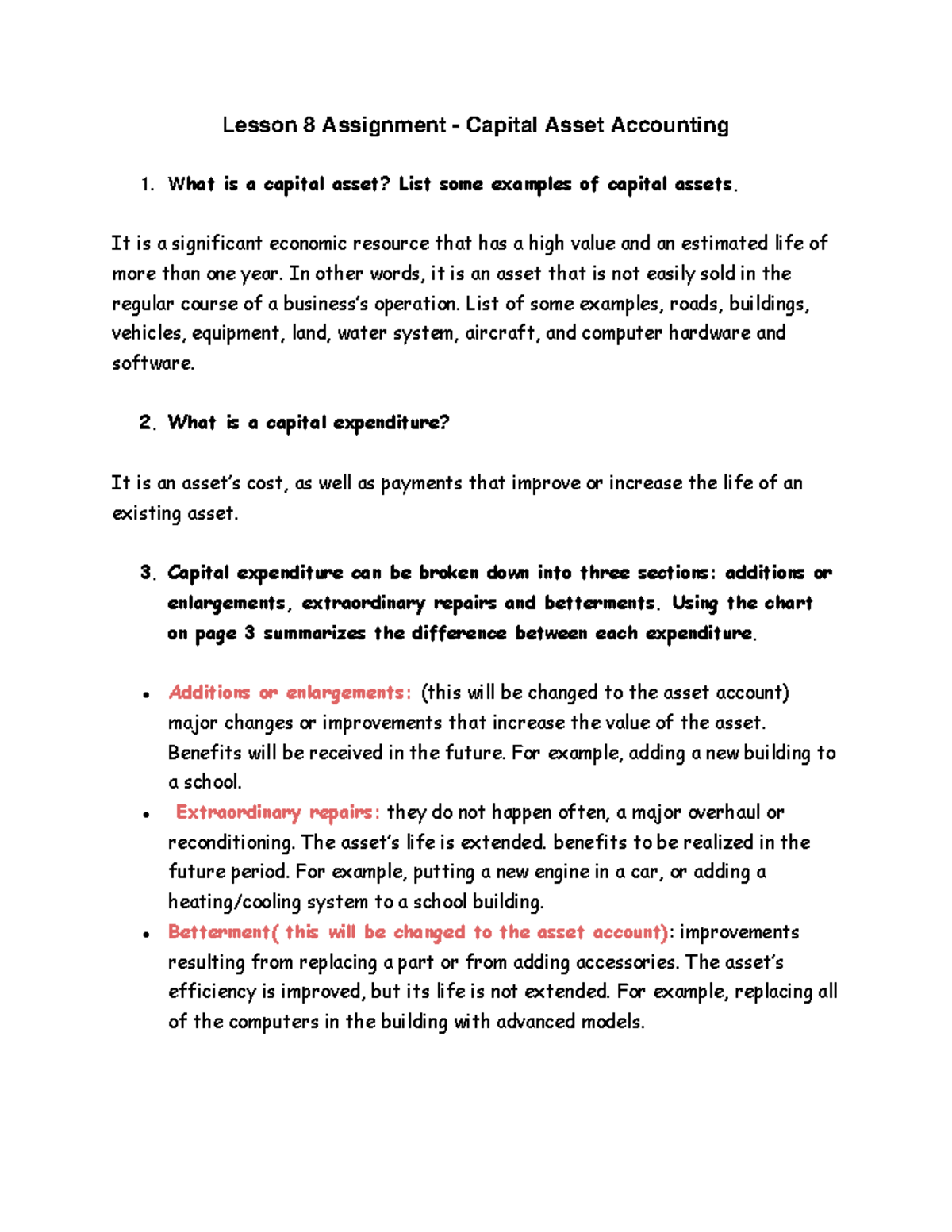 4 - Lesson 8 Assignment - Capital Asset Accounting - Lesson 8 ...