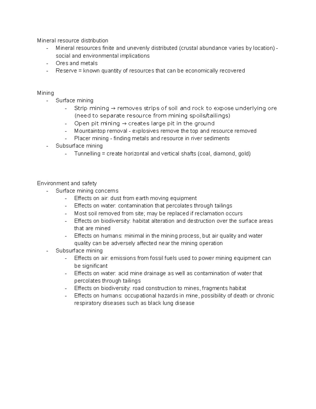 Studoc envr mining - Mineral resource distribution - Mineral resources ...