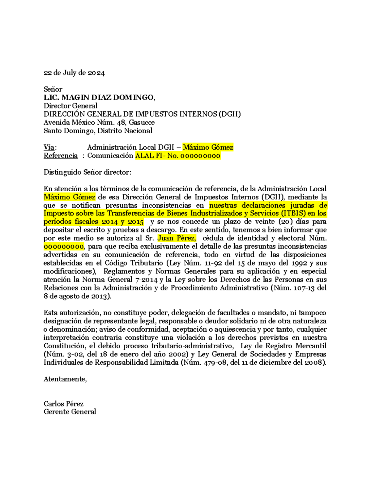 Carta de Representación ante la DGII - noviembre 2018 v2 - 22 de July ...