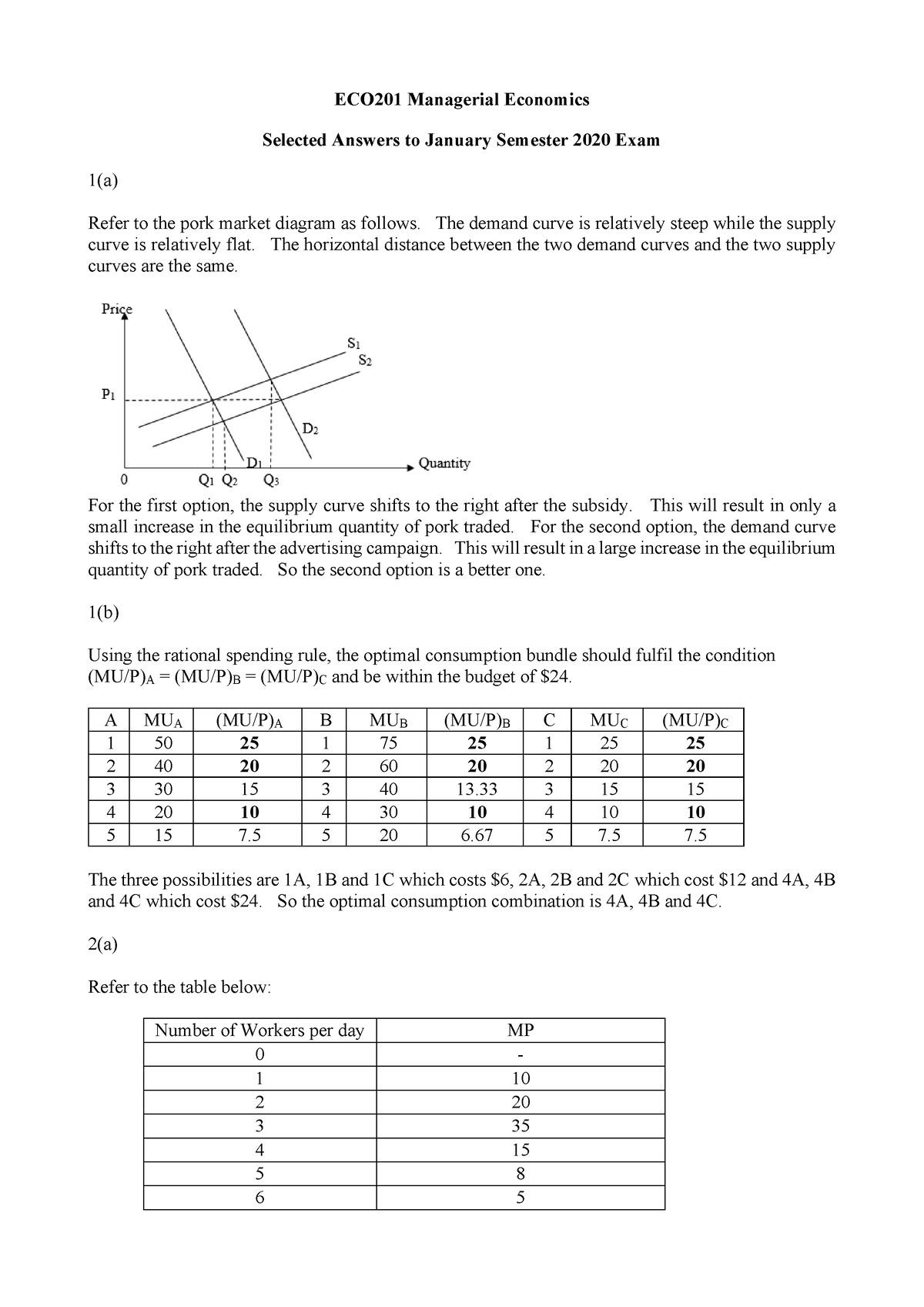 ECO201 Selected Answers To January Semester 2020 Exam - ECO201 ...