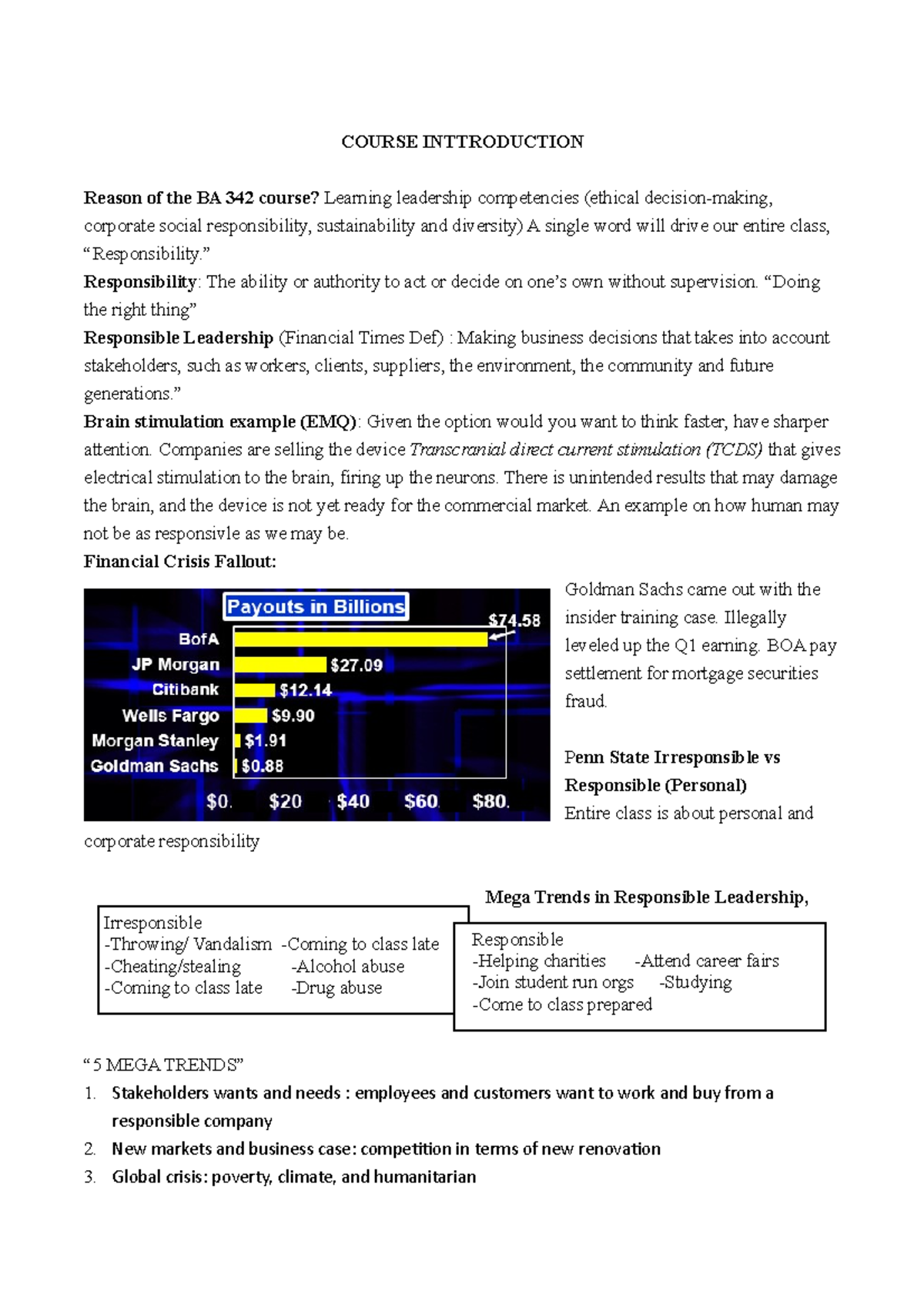 BA 342- Exam 1 Studyguide - COURSE INTTRODUCTION Reason Of The BA 342 ...