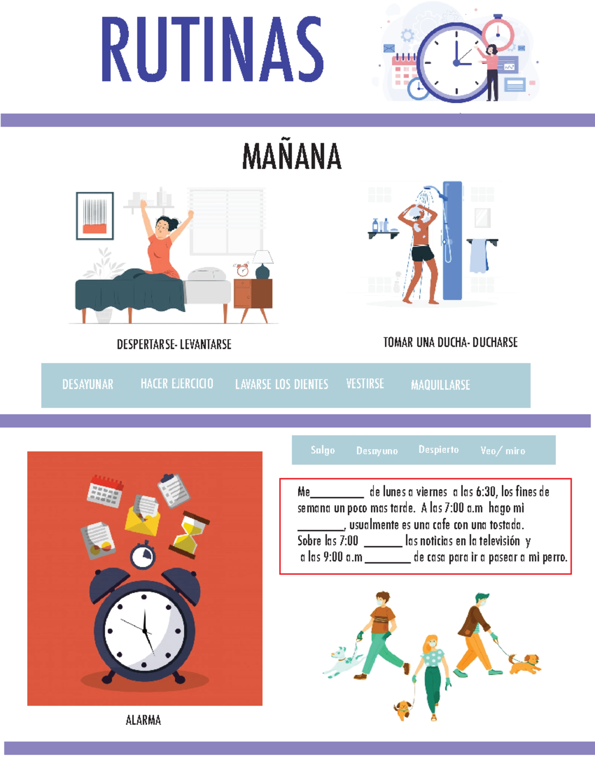 Rutinas - Daily Routines in Spanish and some Examples - RUTINAS MAÑANA ...