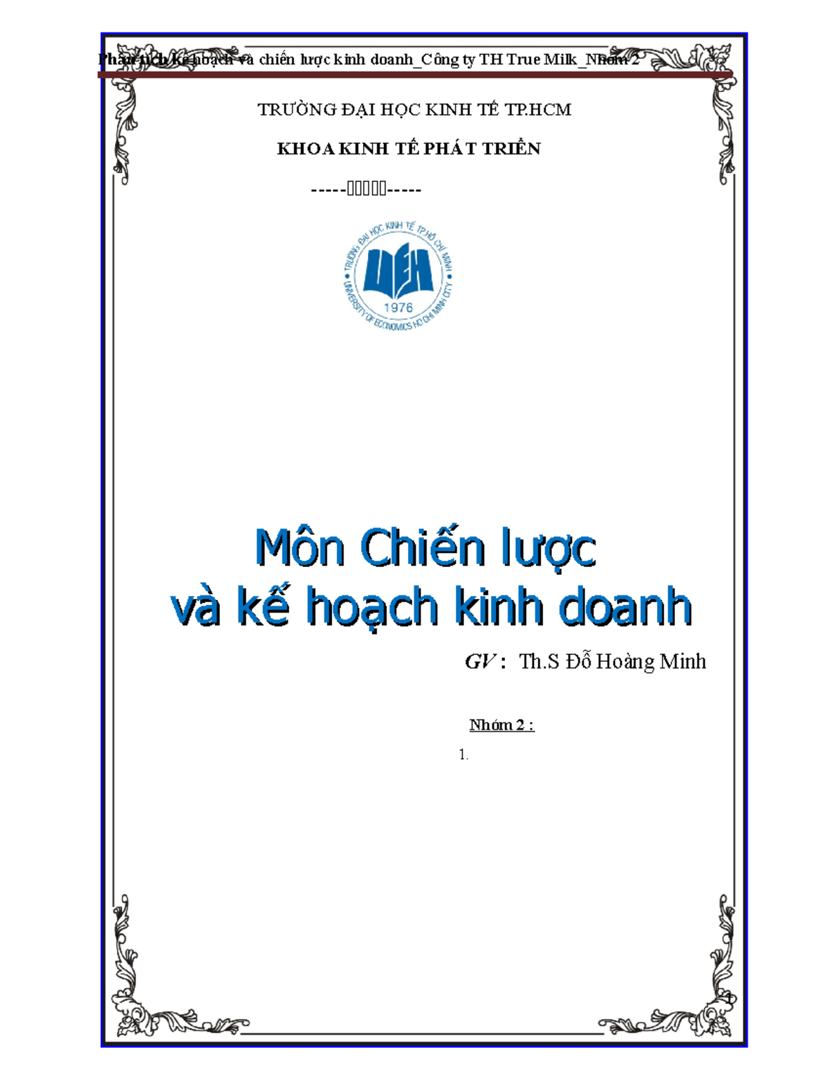 Tieu Luan Chien Luoc Kinh Doanh Cua Th True Milk Vieclamvui - TRƯỜNG ...