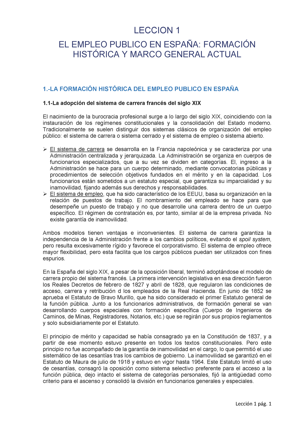 Apuntes Relaciones Laborales En Las Aapp Leccion 1 El Empleo Publico En EspaÑa FormaciÓn 0567