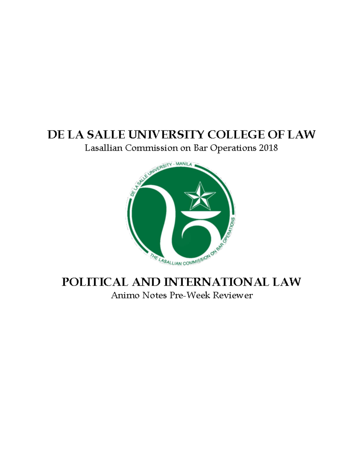 1 DLSU LCBO Political and International - DE LA SALLE UNIVERSITY ...