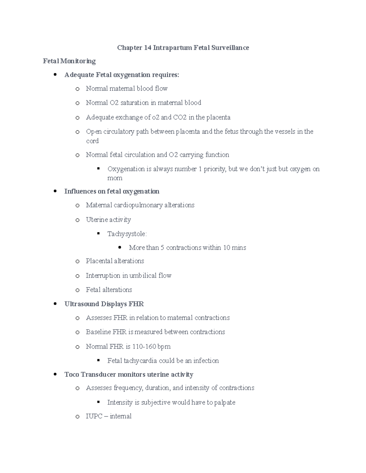 Chapter 14 Intrapartum Fetal Surveillance - Chapter 14 Intrapartum ...