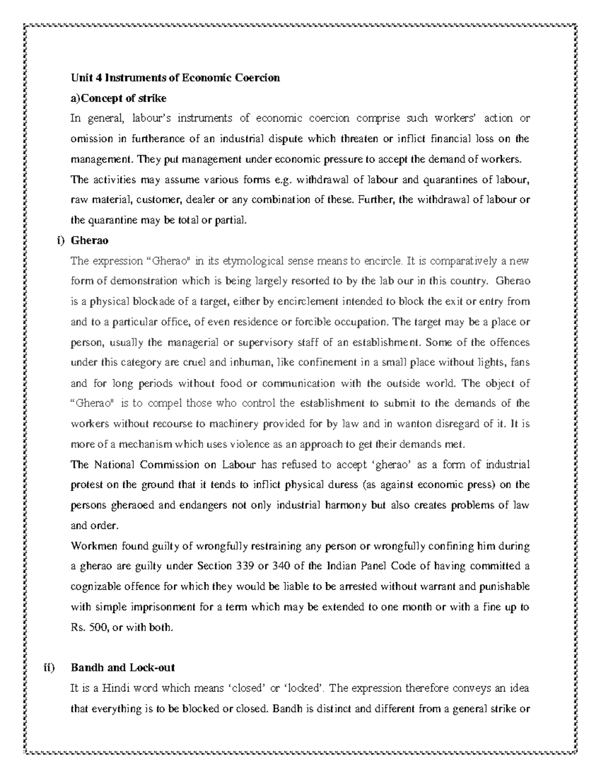 U3 Instruments of Economic coercion Unit 4 Instruments of Economic
