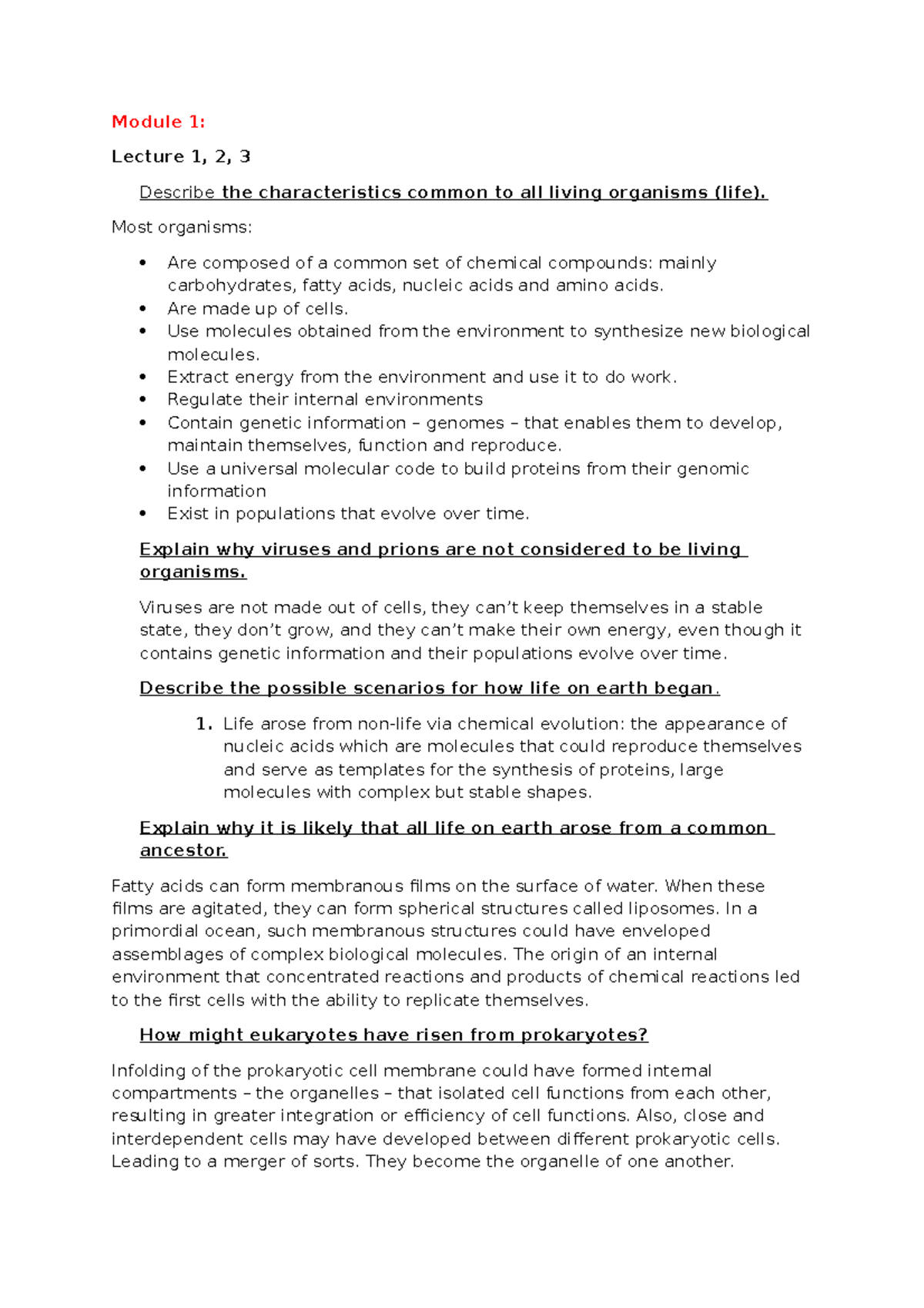 Biomolecules And Cells Final Summary - Module 1: Lecture 1, 2, 3 ...