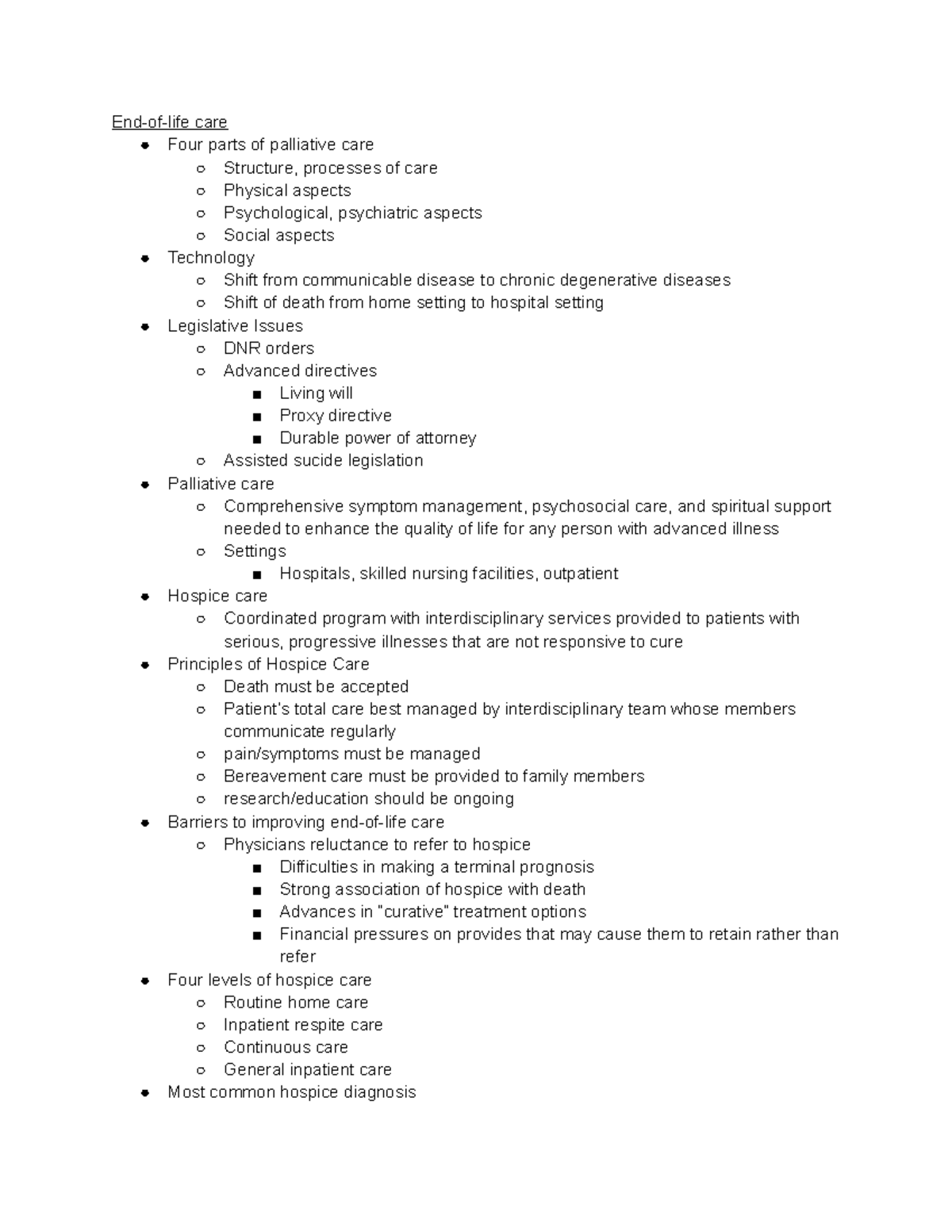 End of life care Fluellen Endoflife care Four parts of palliative