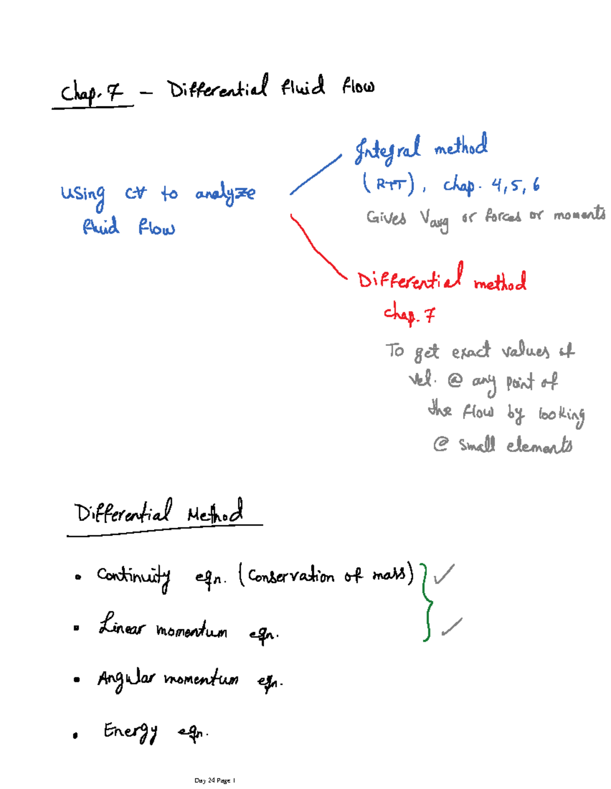 Day 24 Differential Fluid Flow MCE 354 Example Given the