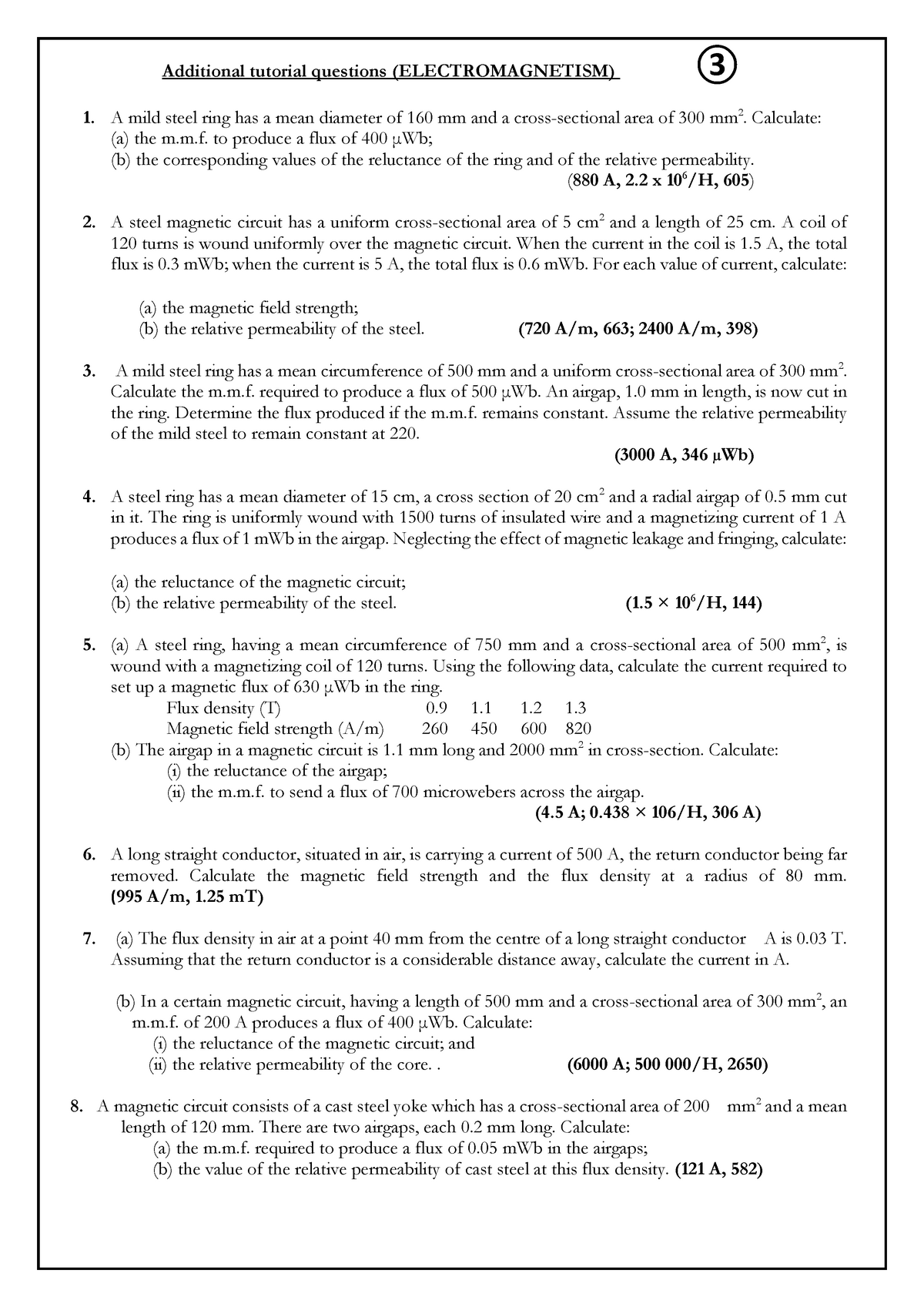 ELTR202- TUT 3 (electromagnetism) - Additional Tutorial Questions ...