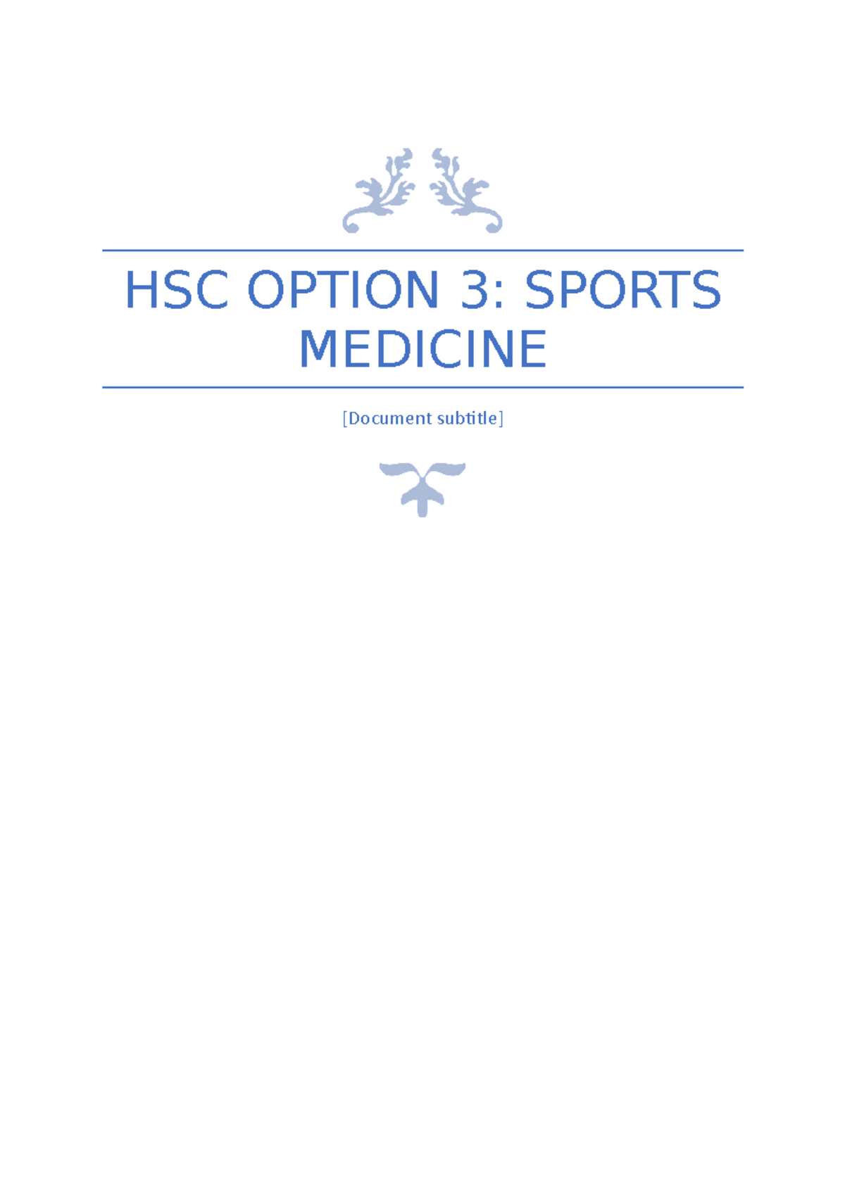 HSC Option 3 - Sports Medicine - HSC OPTION 3: SPORTS MEDICINE ...